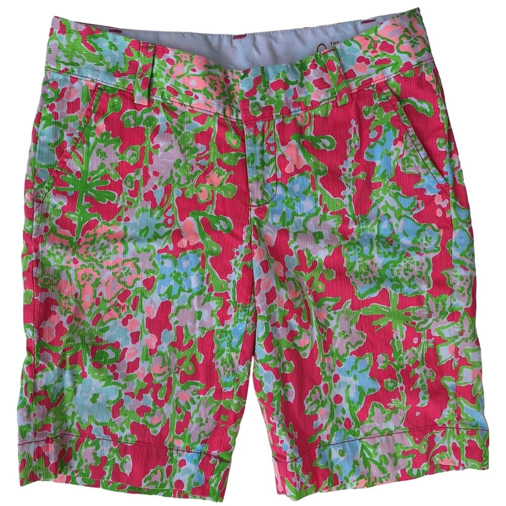 Lilly Pulitzer The Chipper Short Pink Green 100% Cotton Size 0 Summer Vacation